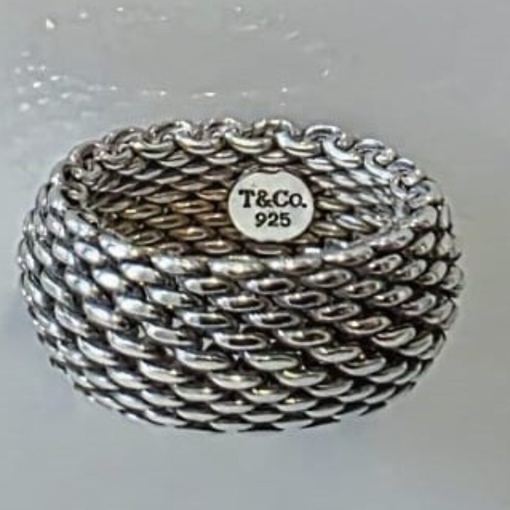 TIFFANY & CO. Somerset Sterling Silver Mesh Dome Ring - Picture 9 of 12